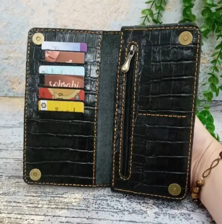 کیف پول چرم طبیعی گاوی دست‌دوز مدل کیهان، تصویر ۲