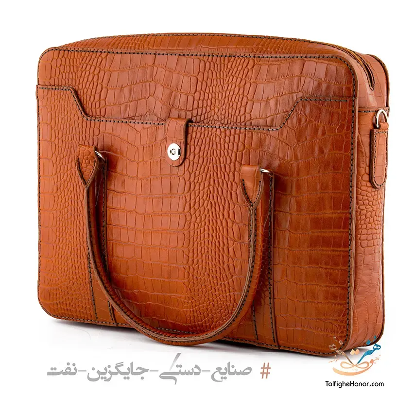 ست زنانه کیف چرم طرح کروکدیل، تصویر ۲