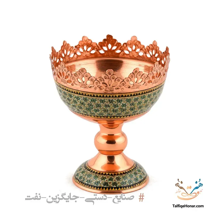 آجیل خوری مس خاتم کاری سایز 16، تصویر ۱