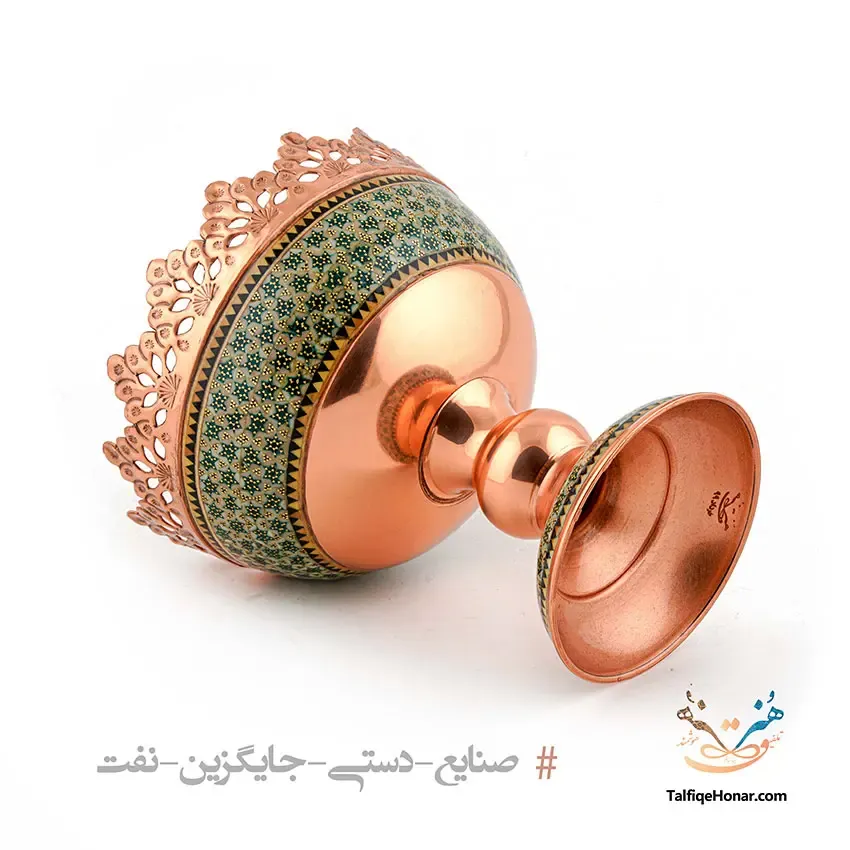 آجیل خوری مس خاتم کاری سایز 16، تصویر ۲