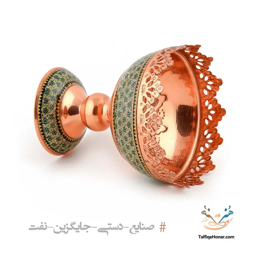 آجیل خوری مس خاتم کاری سایز 16، تصویر ۳