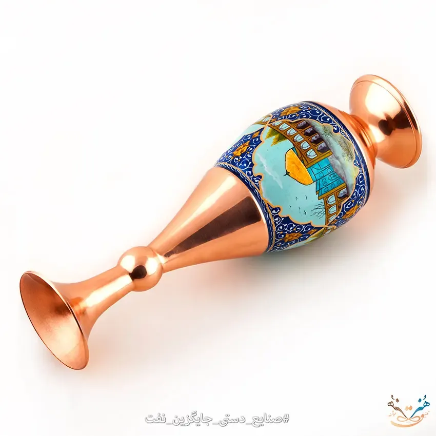گلدان مس پرداز طرح ابنیه تاریخی سایز 30، تصویر ۲