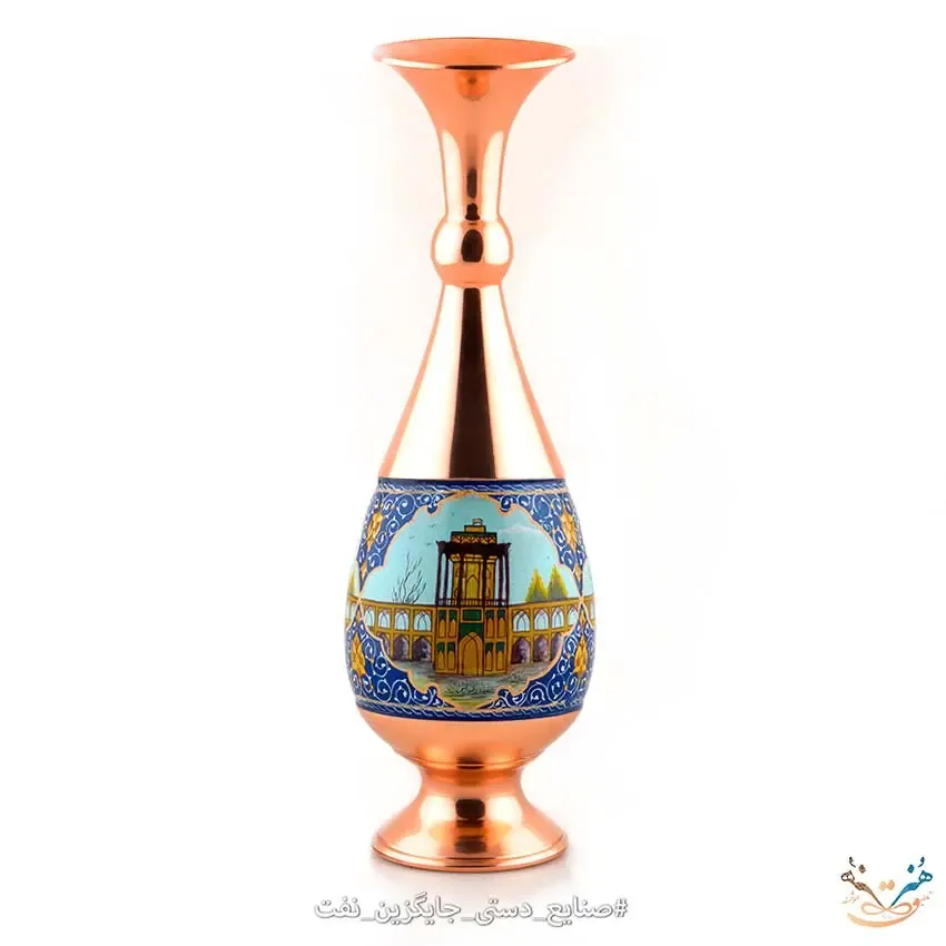 گلدان مس پرداز طرح ابنیه تاریخی سایز 30، تصویر ۴
