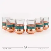 سرویس 6 نفره چای خوری مس فیروزه کوبی، تصویر ۱