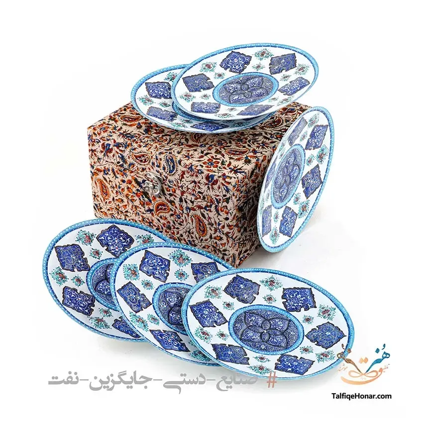 ست 6 تایی بشقاب مس میناکاری، تصویر ۲