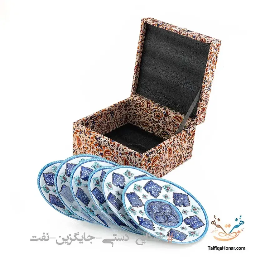 ست 6 تایی بشقاب مس میناکاری، تصویر ۳