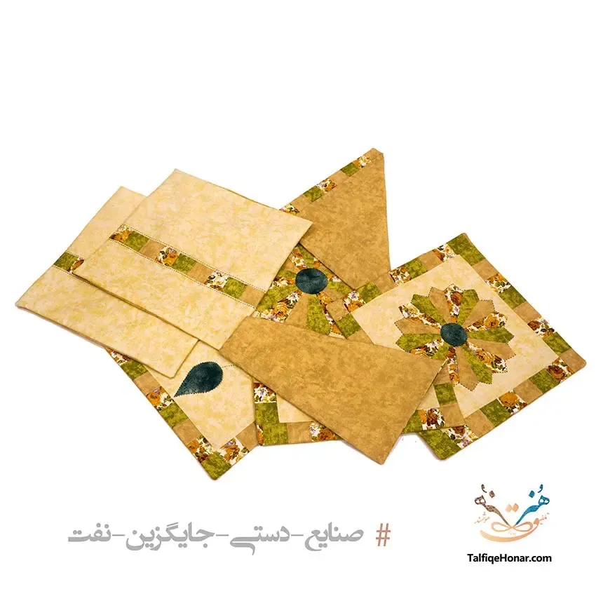 ست رانر و کوسن چهل تکه دوزی و اپلیکه دوزی طرح آفتابگردان، تصویر ۴