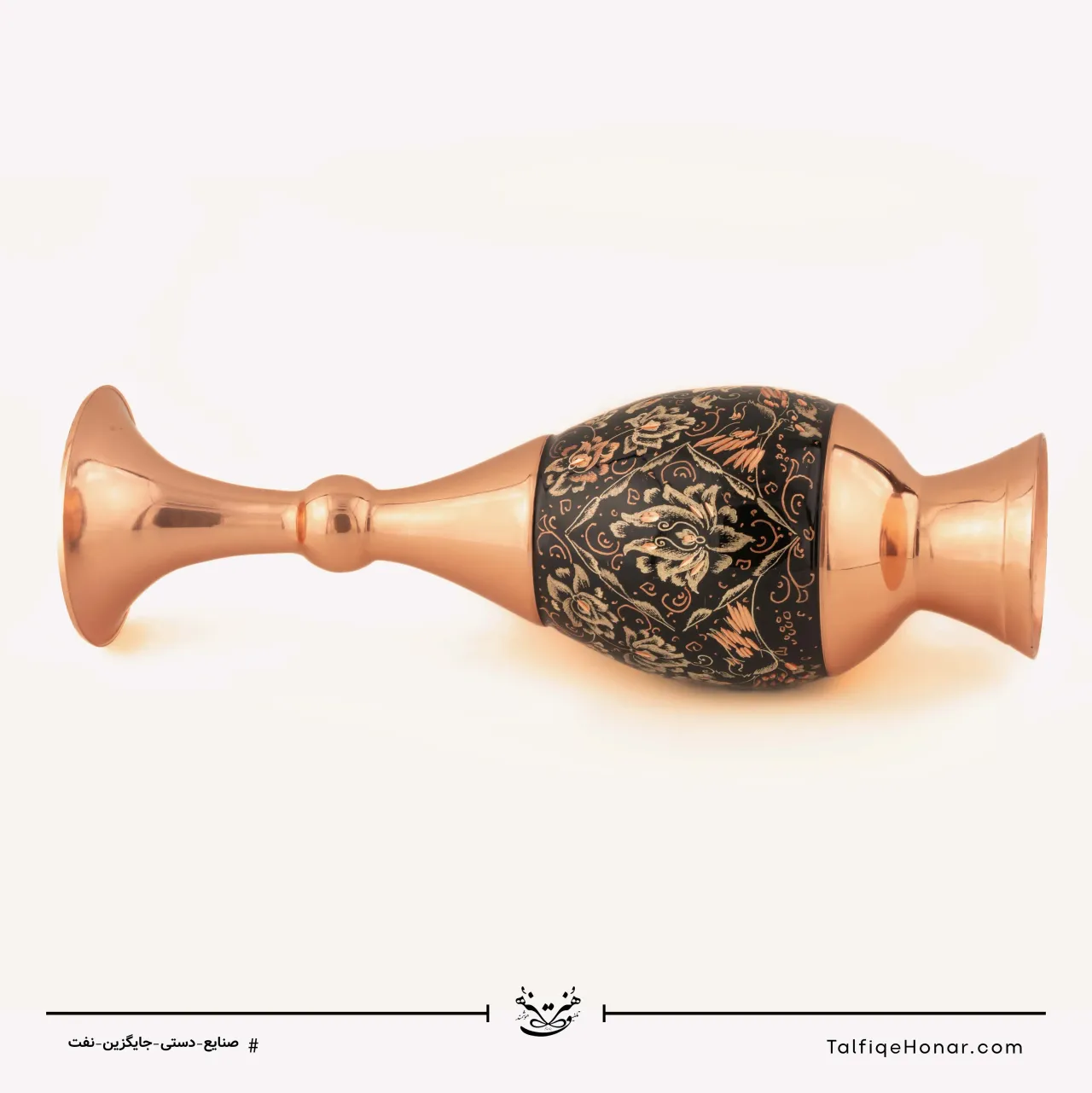 گلدان صراحی مس الماس تراش طرح ویژه نقره003 سایز30کد10002، تصویر ۲