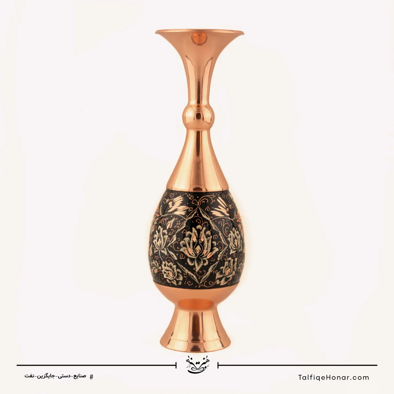 گلدان صراحی مس الماس تراش طرح ویژه نقره003 سایز30کد10002، تصویر ۳