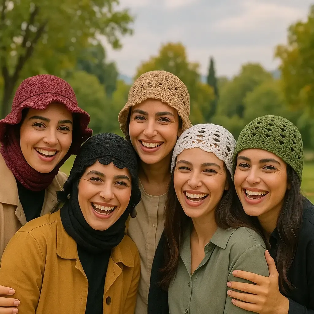 کلاه‌های ترند دست‌باف با نخ ابریشم – طراحی خاص و هنری، تصویر ۱
