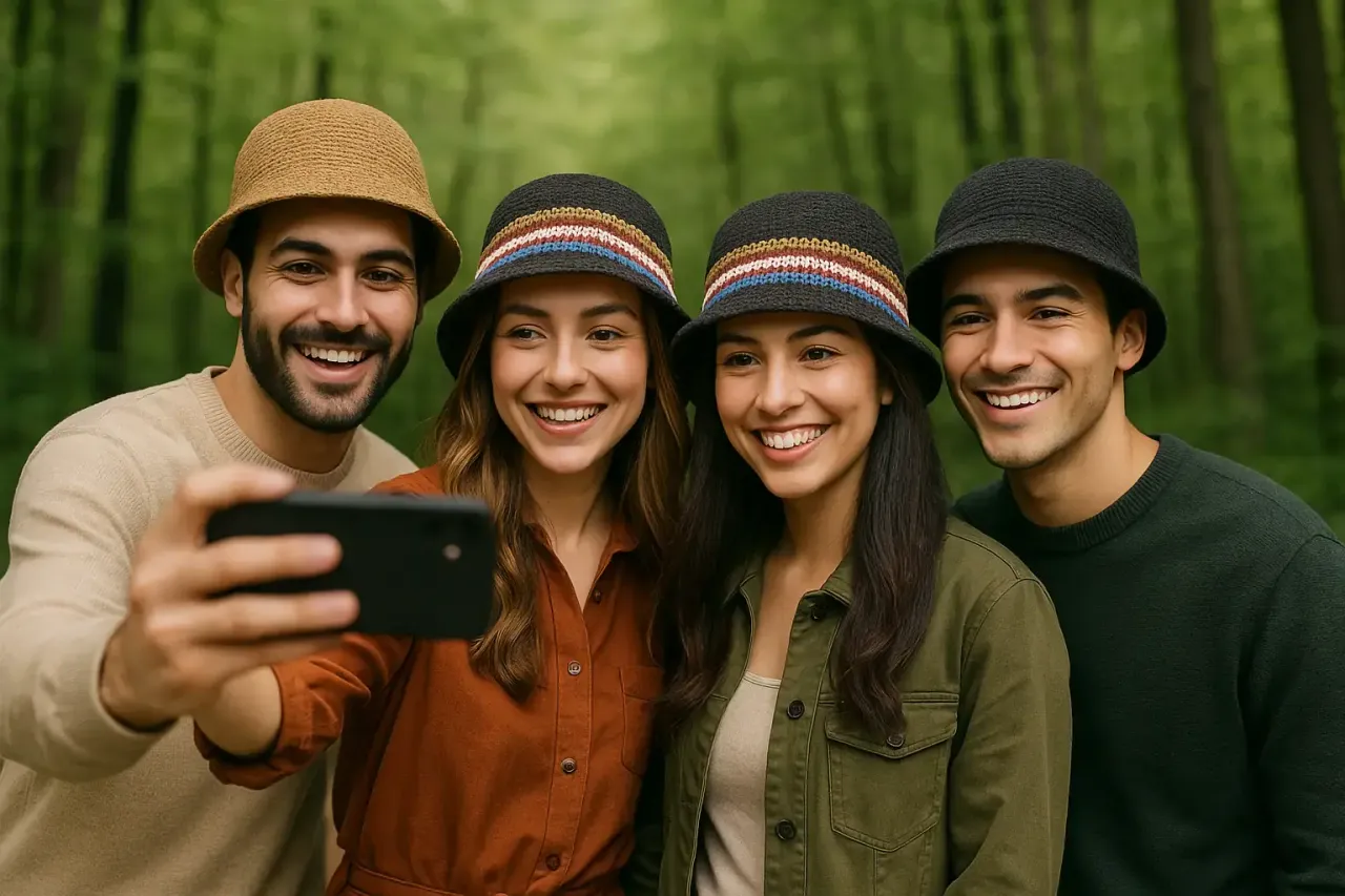 کلاه باگت دست‌باف با نخ رافیا – سبک طبیعت‌گردی و روزمره، تصویر ۳