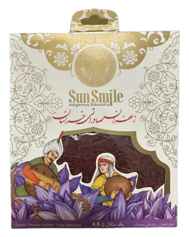 زعفران یک مثقالی سان اسمایل | زعفران پاکتی مینیاتوری بسته‌بندی سنتی صادراتی