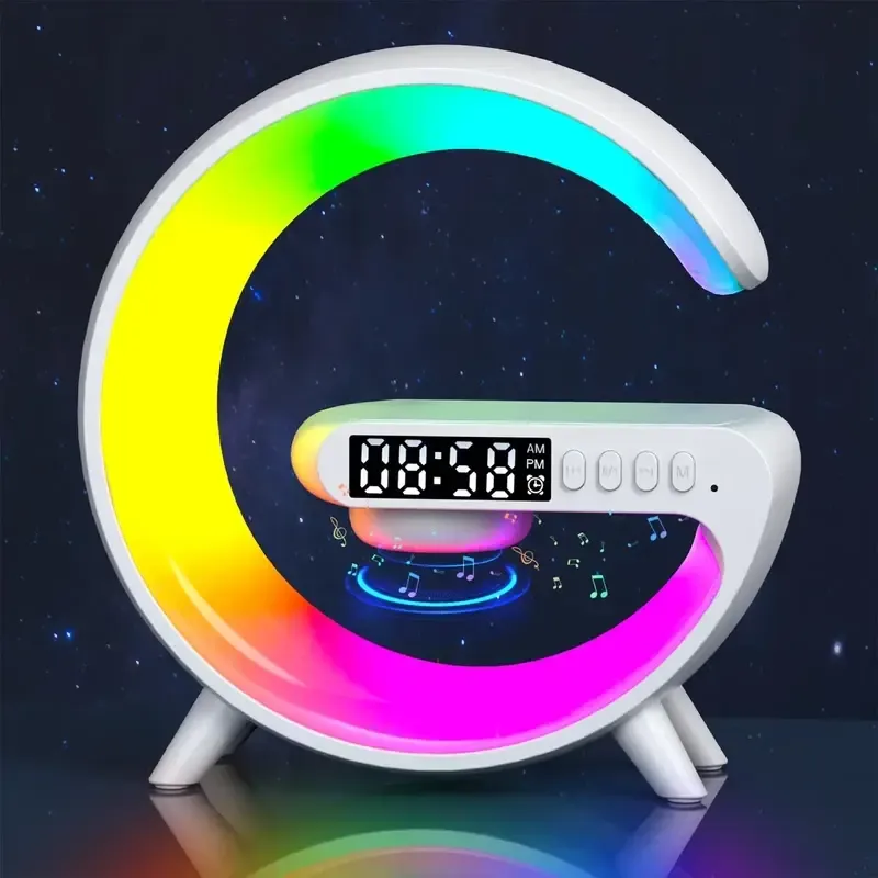 چراغ خواب هوشمند RGB چندکاره G63 با اسپیکر بلوتوث و شارژ وایرلس، تصویر ۲