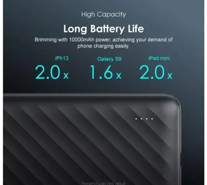 پاوربانک WICCOO مدل LP-10 ظرفیت 10000mAh با نمایشگر درصد شارژ